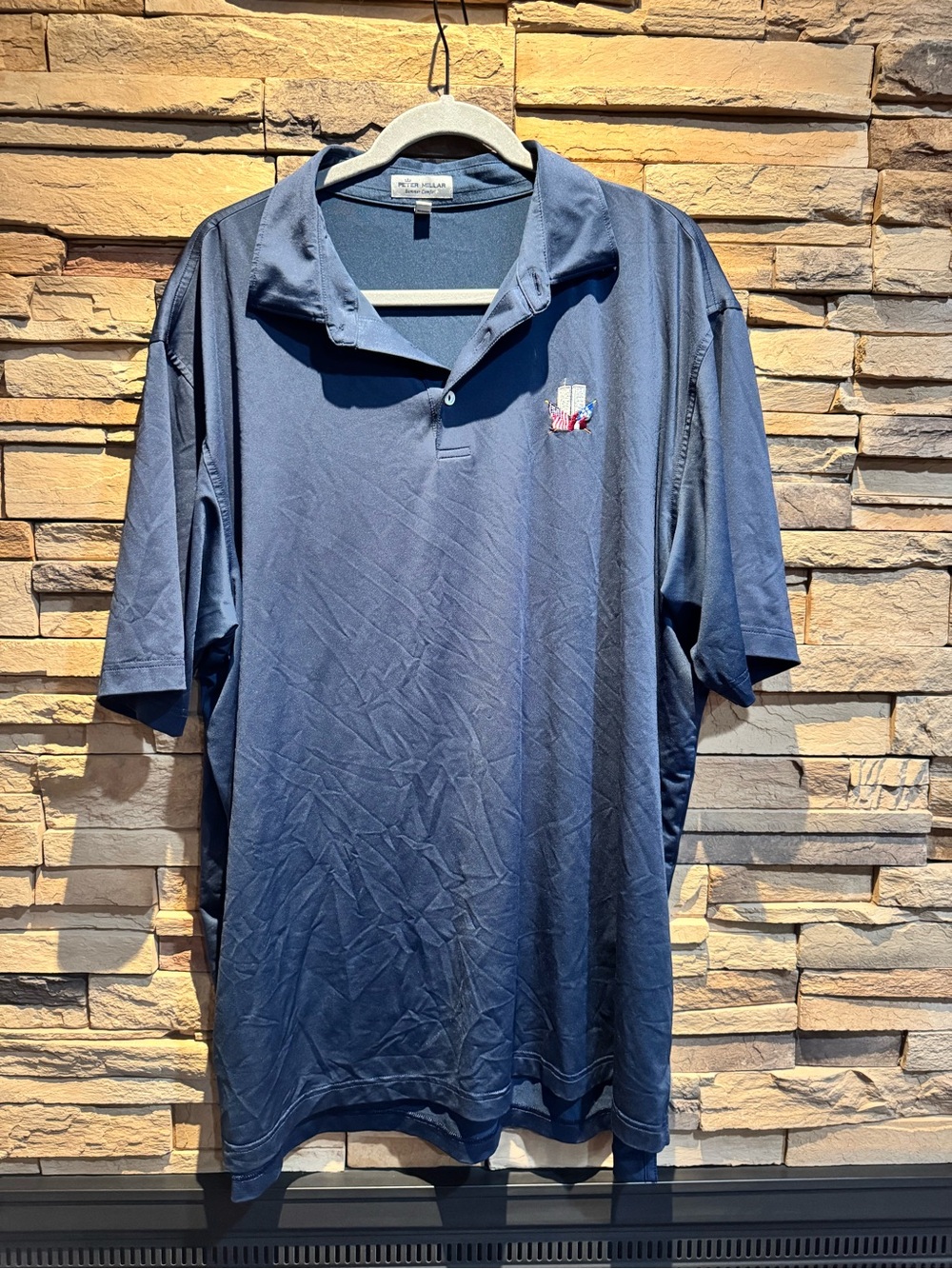 Peter Millar Summer Comfort Navy Blue Embroidered Polo Size XXL